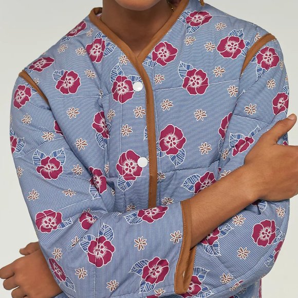 NWT Carleen for Anthropologie Floral Quilted Snap Front Jacket Size Small - Picture 2 of 9